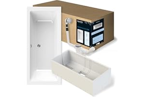 'aquaSu® Badewanne Komplettset 180x80 cm Luxus | 3in1 Acryl-Badewanne mit Wannenträger & Ablaufgarnitur | Rechteck-Badewanne | 230 l | Körperform-Wanne | Schall- & wärmedämmend | weiß | 83043 0