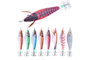 Nagoyuki 8 Piezas 9,6G 10 Cm Luminou Calamar Jig Pesca Madera CamaróN SeñUelo Calamar Sepia Jigs SeñUelos Cebos de Pesca