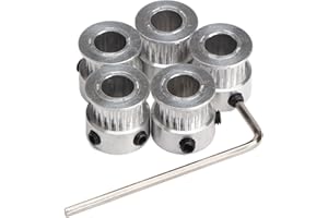 Fasizi 5 PZ Alluminio GT2 Cinghia Distribuzione Puleggia 20 Denti Foro 8mm Larghezza 6mm e Chiave per RepRap Stampante 3D Prusa i3