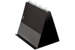 VELOFLEX 4101080 - Flipchart stołowy DIN A4 format poziomy, z przezroczystymi tulejami, wykonany z PVC, stojak stołowy do prezentacji, flipchart czarny, segregator ringowy stojący