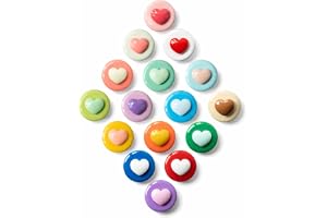 SUNURS 16-pack Hjärtmagneter Söta Macaron Kylskåpsmagneter | 3D-hjärtmotiv | Platt baksida | Glansig finish