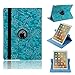 Price comparison product image Folio iPad 2017 New iPad Cover,Miya 360 Degree Rotating Stand Premium PU Leather Floral Emboss Vintage Flower Pattern Case Protective Flip Folio Cover for Apple iPad 9.7 2017/2018(Blue)