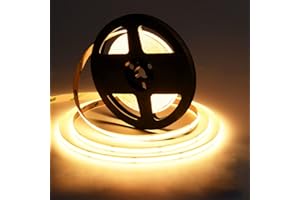 SIRYYUI 12V COB LED Strip 5M,2700K Warm White LED Strip Lights with 480LEDs/M,CRI 90+,8mm Width,Uniform Dotless LED Tape Light for Room Cabinet Home DIY Projects (No Power Supply)