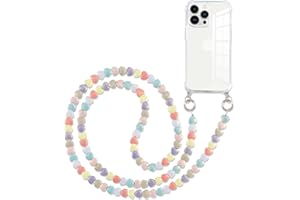 Pnakqil Funda con Cuerda para Xiaomi Redmi Note 9 Pro/Note 9S 4G 6.67",Estuche con Cordón Pulsera Correa Collar de Cuello Carcasa Cadena Perlas Transparente TPU Suave Silicona Case,Corazón