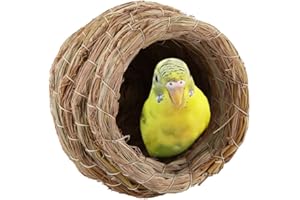 HEEPDD Bird Nest, Handwoven Straw Bird Nest for Myna Thrush Budgie Peony Finch Natural Hatching Breeding Cave House for Small Birds