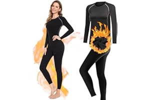 BAEIDO Women Thermal Base Layer Set, Quick Dry Velvet Lined Compression Long Sleeve Tops and Leggings for Ladies Girls Winter Warm, Soft Athletic Stretch Underwear for Biking Ski Running Gym Sport