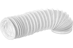 LIRAST Ø 100mm / 1m Tuyau D'évacuation D'air en PVC Flexible - Tuyau de Ventilation pour Climatisation, Sèche-linge, Hotte, Blanc
