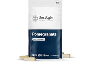 BESTLYFE YOUR HEALTH IS OUR PRIORITY BestLyfe Pomegranate Supplement | 60 Vegan Capsules | 1000mg | Ellagic Acid | Fast Absoprtion | Quick Acting | Improves Blood Blow | Antioxidant | Joint Pain | Joint Inflammation | UK Made