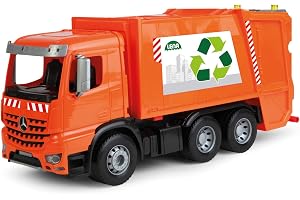 Lena 4614 Worxx sopbil Mercedes Benz Arocs, lekbil ca 53 cm, nyttofordon för barn från 3 år, robust sopbil med 2 soptunna och