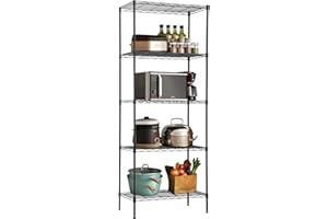 BestOffice 5 Tier Wire Shelving Unit Metal Shelf Organizer Heavy Duty Wire Rack Storage Unit Rack Utility for Bathroom Office Kitchen