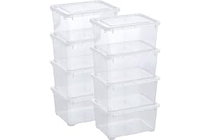 Grizzly förvaringslådor 8 x 1,7 L med transparent lock - stapelbara genomskinliga lådor med ventilation