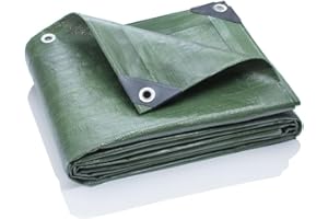 GardenMate 1.5x6m / 5ftx20ft Tarpaulin Waterproof Heavy Duty - Green tarp Sheet - Premium Quality Cover Made of 200gram/square metre Tarpaulin
