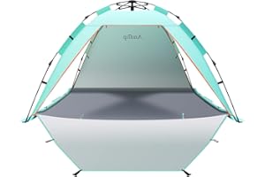 AMFLIP 3-4 Person Instant Strand Zelt Pop Up Automatisches Strandzelt, Extra großes Tragbar Strandmuschel mit 3 erweiterbare Türen, UPF 50+ Easy Setup Sonnenschutz für Picknick, Strand,Familien