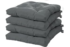 Viste tu hogar Pack of 4 Chair Cushions, 45 x 45 x 5 cm, Three-Dimensional Effect, 100% Polyester Filling, Ideal for Dining Room, Patio, Living Room, Colour Dark Grey