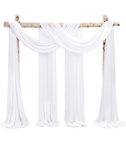 BSTDAYEVER Hangende bruiloft voile wit bruiloft boog hangend tule gordijn 75 cm x 8 m organza stof voor draperen witte strik voor bruiloftsdecoratie, ceremonie, feestelijke achtergrond