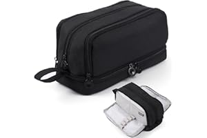 MAMUNU Large Capacity Pencil Case 4 Compartments, Big Pen Pouch with Zipper Portable Handle, Aesthetic Pencil Case Pen Bag Stationery Organizer for Office College School Teen Girl Boy Men Women, Black