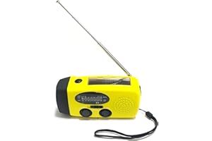 JVJ Solar Radio mit Kurbel Kurbeldynamo LED FM Solarradio Kurbeldynamo Taschenlampe Notfall Ernstfall USB Handy Ladegerät für Camping Ourdoor im Freien-gelb