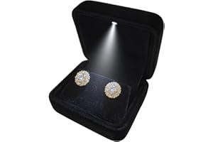GBYAN Velvet Earring Box with LED Light, Stud Earring Gift Box Jewelry Display Case for Proposal,Engagement, Wedding and Birthday Small,Black