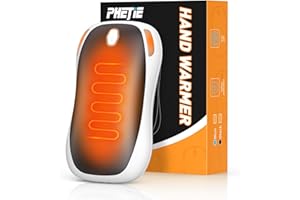 PHEJIE Calentador de Manos Recargable, Calienta de Manos Eléctrico Portátil, Camping, Caza, Pesca, Senderismo, Deportes al Aire Libre y Regalos para Familias y Amigos (Negro)