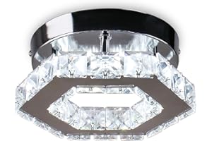 CXGLEAMING Modern Crystal Chandelier Ceiling Light Fitting Mini Pendant Chandelier Lighting Semi Flush Mount LED Ceiling Light Fixture for Bedroom Living Room Hallway Closet
