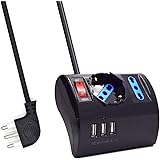 Multipresa da Scrivania/Tavolo con 3 Posizioni con 3 Porte USB e Interruttore On/Of,Presa con Interruttore Automatico di Prot