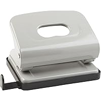 Idena 300903 - Locher, mit Anschlagschiene, Lochung bis ca. 16 Blatt, Lochstanzung Durchmesser 5,5 mm, aus Metall, grau