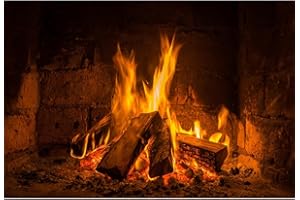 YongFoto 1,5x1m Vinyle Toile de Fond Feu Chaud Bois de Chauffage brûlant Cheminée Vintage Fond de Studio Photo Décors de fête photobooth Photographie Fond Accessoires