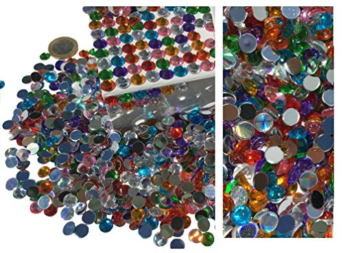 800 Stück 8mm glitzernde bunte Runde Steinchen Bunte Mischung Deko Strasssteine eckige Acrylsteine Strass Steine zum Bekleben Opaleffekt Regenbogeneffekt Laser Optik Regenbogensteine transparent klar kristall basteln Gltzersteine Schmucksteine Strass Steine zum Verzieren Dekorieren von CRYSTAL KING