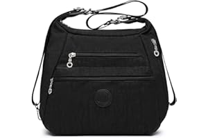 Kono Torba listonoszka na ramię dla kobiet, wiele kieszeni, damska, wodoodporna, na co dzień, na zakupy, w podróż, casualowa, Czarny, 13'