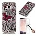 Produktbild KANTAS Weich Silikon Schutzhülle für Samsung Galaxy S8 Plus Hülle {Panzerglas Schutzfolie} Transparent Klar Gummi Gel Ultra Slim Hülle Schwarz Spitze Blume Schmetterling Design TPU Rückseite Durchsichtig Back Cover Handyhülle Crystal Clear Bumper für Samsung Galaxy S8 Plus