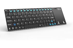 Rii Mini Clavier 2.4GHz sans Fil AZERTY (Version française) avec Grande Taille Touchpad pour Smart TV,HTPC,TV Box,Raspberry PI, Mac OS,Linux,Android,Windows 2000 XP Vista 78,Sony PlayStation 3