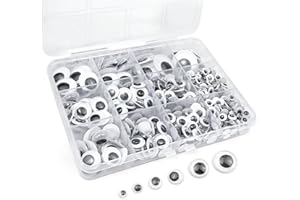 FKEYTO 550 Stücke Selbstklebende Wackelaugen, 6mm 8mm 10mm 12mm 15mm 20mm Googly Eyes Assorted Sizes