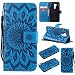 Produktbild Leder Hülle für LG G7 ThinQ / LG G7 Hülle, ZCRO Leder Tasche Schutzhülle Flip Case Brieftasche Wallet Handyhülle Klapphülle PU Leder Cover Etui mit Blumen Muster Elegant Entwurf Magnet Kartenfach Standfunktion und Handschlaufe Ultra Dünn Slim Portmonee Design Lederhülle Handy Schutz Taschen Hüllen Bookstyle Stoßfest Bumper Case Schale Handytasche für LG G7 ThinQ / LG G7 (Design Blau)