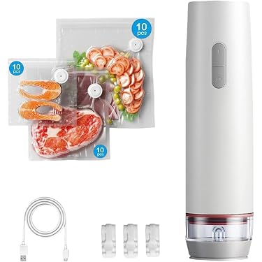 Mini Macchina Sottovuoto Portatile Con 4 Sacchetti Riutilizzabili - Sigillatrice Elettrica Ricaricabile USB Per Alimenti, Per Conservare Carne, Verdura, Avanzi In Cucina O Viaggio