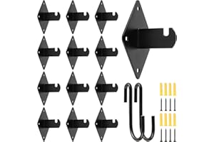 ZORUNNA Gitterwandhalterungen mit Schrauben, 12 Stück Gitter-Wandzubehör mit 50 Stück Wandhalterungsschrauben und 2 Stück S-Haken für Wandgitterpaneele, Bekleidungsgeschäft, Garderobe, Einzelhandel,