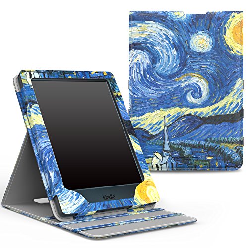 MoKo Hülle für Kindle 8 Generation - Vertikal Flip Kunstleder Ständer Schutzhülle Smart Cover mit Auto Sleep / Wake für Neue Amazon Kindle (8. Generation - 2016 Modell) 6 Zoll eReader, Sterne Nacht