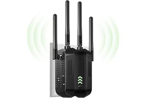DOBWGXZ WiFi Extender Booster, Internet Booster with Ethernet Port, 4 High-Gain Antennas WiFi Booster Range Extender, Home Wireless Signal Booster, Works with Any WiFi Router (Black)