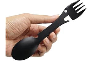 NEUOCEAN Apribottiglie multifunzionale in acciaio inossidabile Spork portatile, forchetta cucchiaio portatile per campeggio, viaggi, zaino in spalla, escursionismo e attività all'aperto