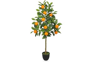 Oairse Artificial Orange Tree in Pot 3ft/91cm Tall Fake Citrus Tree with 10 Large Fruits Faux Tropical Plant for Indoor Outdoor Home Office Living Room Bedroom Patio Decor