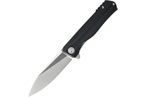 Petrified fish PF818 Coltello Pieghevole Tascabile 3.54" D2 Lama in Acciaio G10 Maniglia con Clip per Outdoor Fishing Camping Knife (Black Satin)