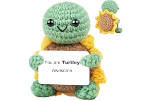 DORALER Positive Turtle Funny Gifts,Large Handmade Crochet Animals Cute Stuff Inspirational Cheer UP Gifts for Women Men Birthday Presents Emotional Support Tortoise Desk Decor