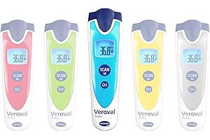 VEROVAL baby Termometro a infrarossi BLU, misurazione senza contatto e silenziosa, temperatura corporea, temperatura dell'oggetto, temperatura ambiente, misurazione rapida, maneggevolezza