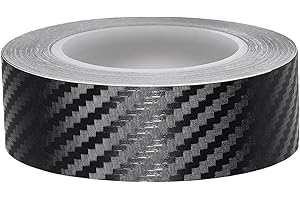 Juttzzei Film Carbone Voiture, 24mm x 10M Carbone Adhésif, PVC Bande Autocollante Voiture, Autocollant Carbone pour Voiture, Moto, Bateau et Modélisme (Carbone Noir)