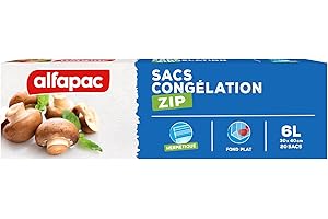 Alfapac 3232764050305 Alfapac-20 - Bolsas de congelación con Cremallera Reforzada (tamaño Grande, 30 x 42 cm), Transparente