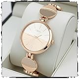 STYLEDOSE Women’s Elegant Silver-Tone Bangle Watch Women Analogue Wrist Watches for Women's & Girls&Ladies Diamond Studded Rosegold Stylish Bracelet Strap: 