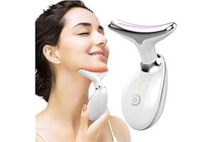 AUMUDE Micro-Glow Combiné portable pour raffermir le cou, le visage, les rides, double menton, masseur de vibration avec 3 modes de couleur pour enlever les rides et raffermir la peau (blanc)