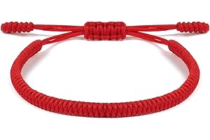 Aucuu Handmade Buddhist Braided Friendship Bracelet, Tibetan Adjustable Woven Rope Good Luck String Bracelet Gift for Lover Women & Men