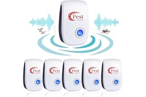 HEEGFF Répulsif Ultrason Anti-Rongeurs Insectes 6 Pack, Ultrason Anti Moustique Ultrason, Intérieur Répulsif Électronique Insectes pour Insectes, Fourmis, Araignées, Moustiques, Cafards