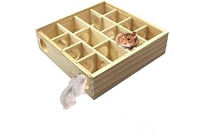 MMCCHB Labirinto in legno, criceto e labirinto in legno, con copertura trasparente e giocattolo da masticare, tunnel per labirinto di movimento, per animali di piccola taglia (confezione da 1)