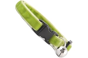COOL CAT COLLARS Kitten Collar | Pistachio Green Double Velvet | Extra Soft | Removable Bell | UK Made | Safety Release Buckle